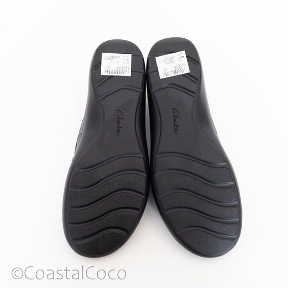 Clarks Women's Cora Haley Loafer Black Leather 7.5 Sleek Comfort Preppy Office - Picture 11 of 12
